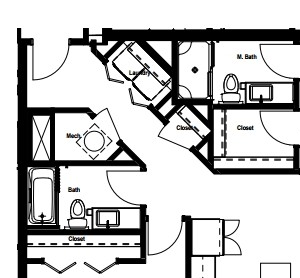 2 Bedroom Floor Plan 2 Bedroom Floor Plan at Skyline Tower Apartments, Fort Wayne, IN, 46802